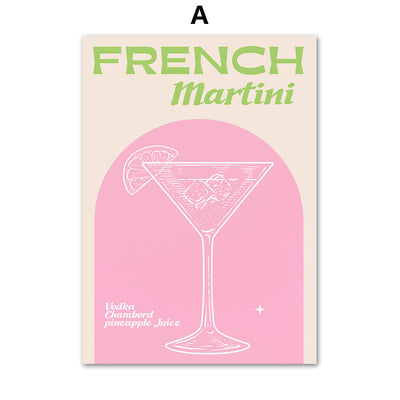 French Martini Wall Art Canvas