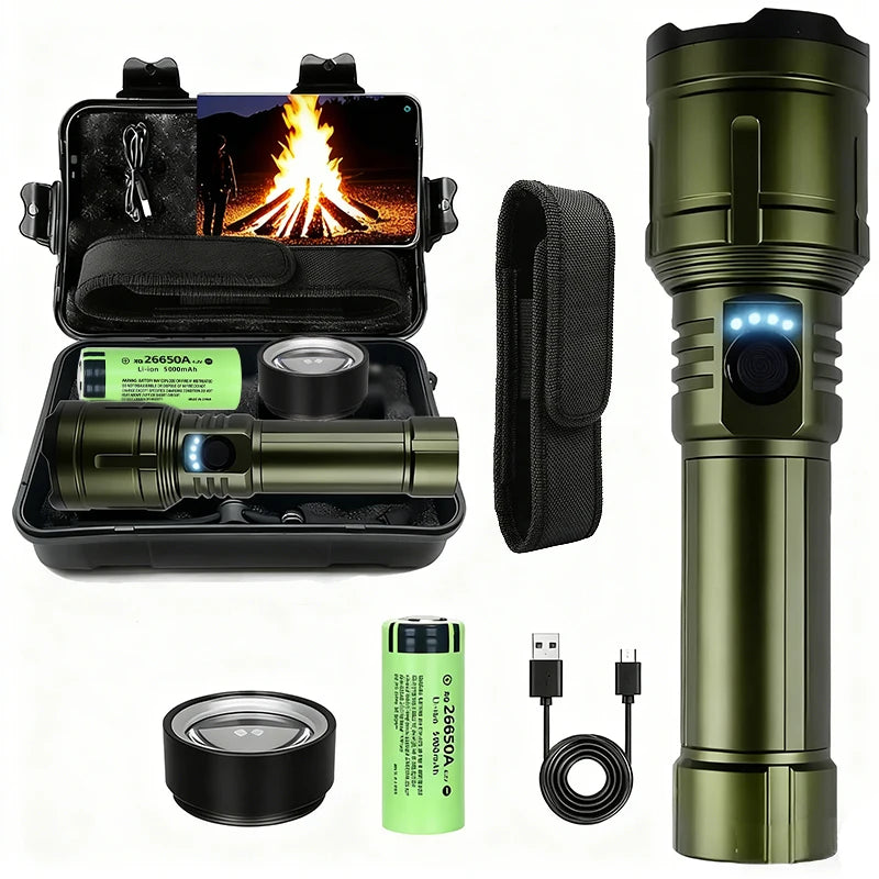 Ultra Powerful Flashlight Concentrating Ignition Flashlight Waterproof Military Tactical Lamp Outdoor Camping Adventure Torch