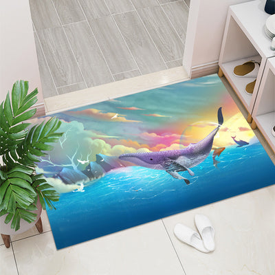 Retro Entry Door Non-slip Mat Rectangular Door Mat